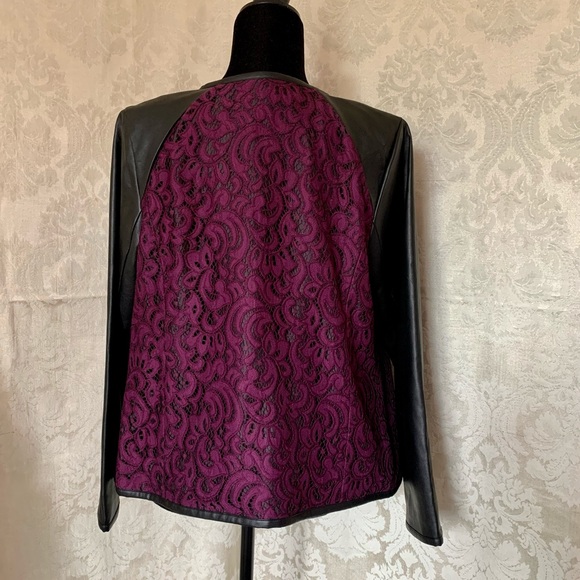 Joan Rivers Ladies Vegan Leather & Lace Jacket - Picture 3 of 9